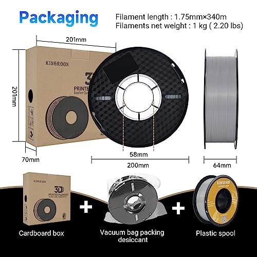 Kingroon 1.75mm Grey PETG Filament, 1KG Spool