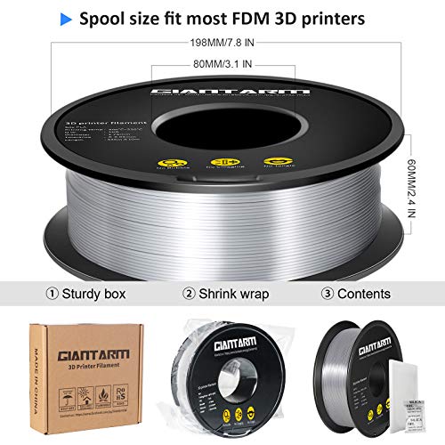 GIANTARM Silk Silver PLA Filament 1.75mm 1kg
