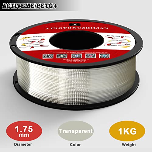 Transparent 1.75mm PETG+ 3D Printer Filament 1kg