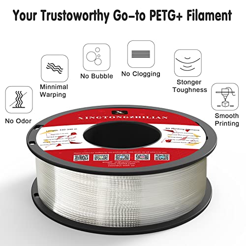 Transparent 1.75mm PETG+ 3D Printer Filament 1kg