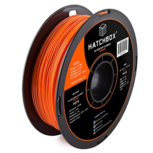 HATCHBOX 3D PETG-1KG1.75-ORN PETG 3D Printer Filament, Dimensional Accuracy +/- 0.05 mm, 1 kg Spool, 1.75 mm, Orange