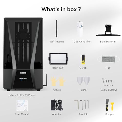 ELEGOO Saturn 3 Ultra MSLA 3D Printer, 10-Inch Monochrome LCD