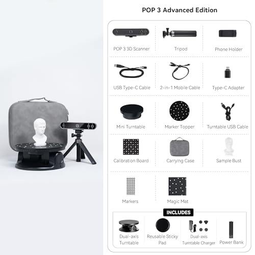 Revopoint POP 3 Handheld 3D Scanner with Dual Axis Turntable