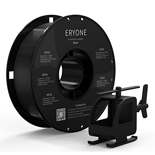 ERYONE 1.75mm PETG Filament, Black, 1KG Spool