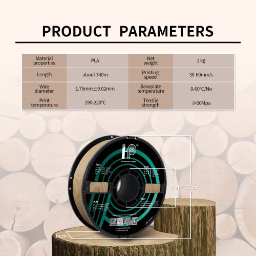 HP3DF Wood PLA Filament for FDM Printers