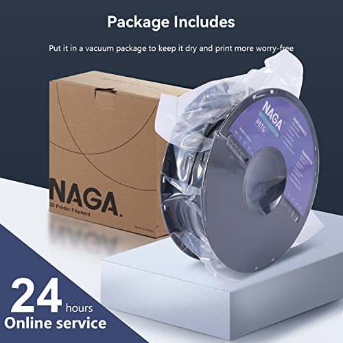 NAGA PETG Filament 1.75mm, Durable 3D Printer Filament, 1kg Spool(2.2lbs), Dimensional Accuracy +/- 0.02 mm, Black