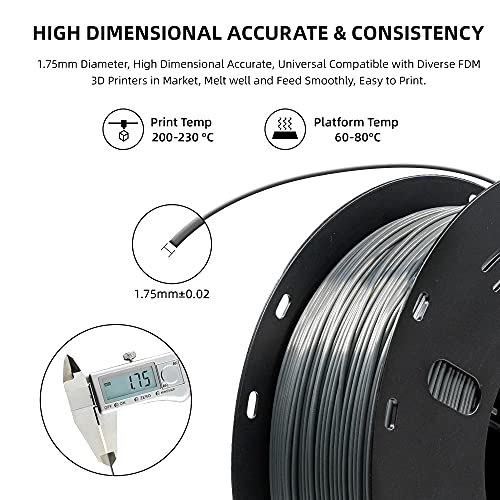 Voxelab Silk PLA 1.75mm Filament - Metal Gray