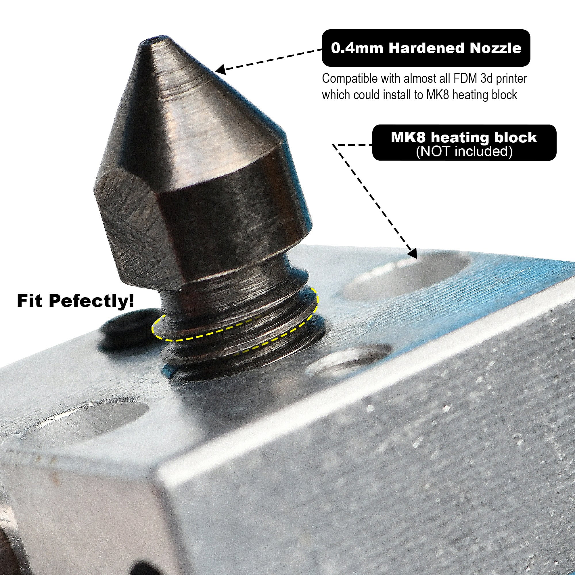 0.4mm Hardened Steel Printer Nozzles for Creality 3D
