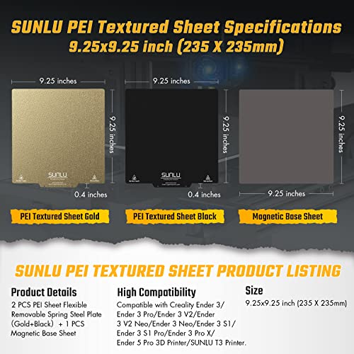SUNLU PEI Magnetic Build Textured Bed for 3D Printers