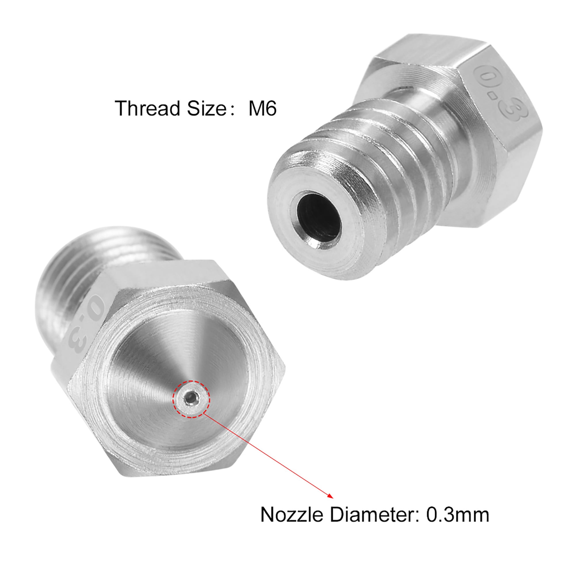 0.3mm Stainless Steel 3D Printer Nozzles - 4 Pack