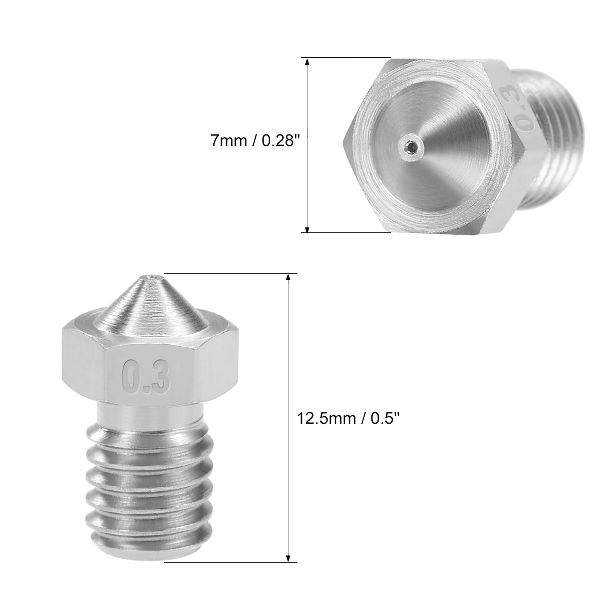 0.3mm Stainless Steel 3D Printer Nozzles - 4 Pack