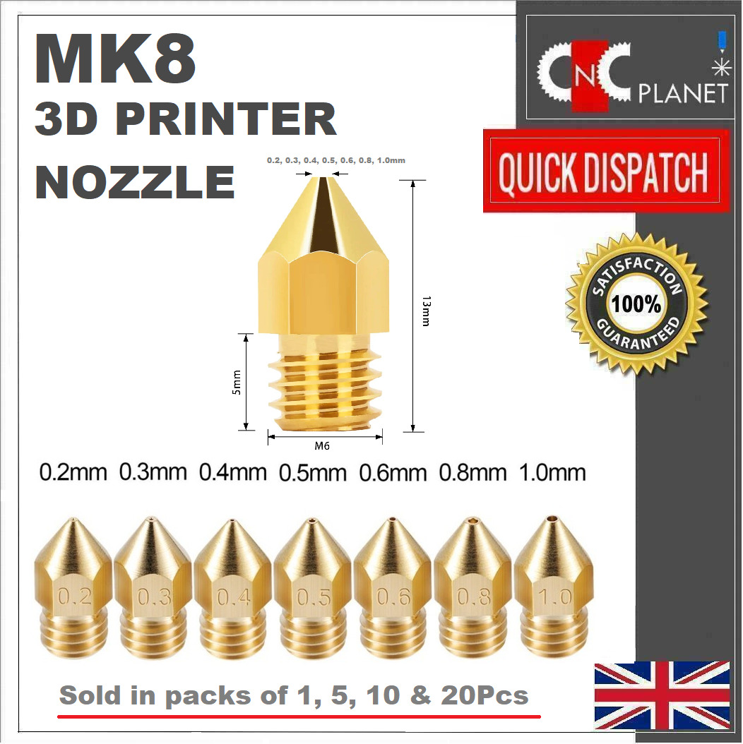 MK8 Brass Nozzle for 3D Printers