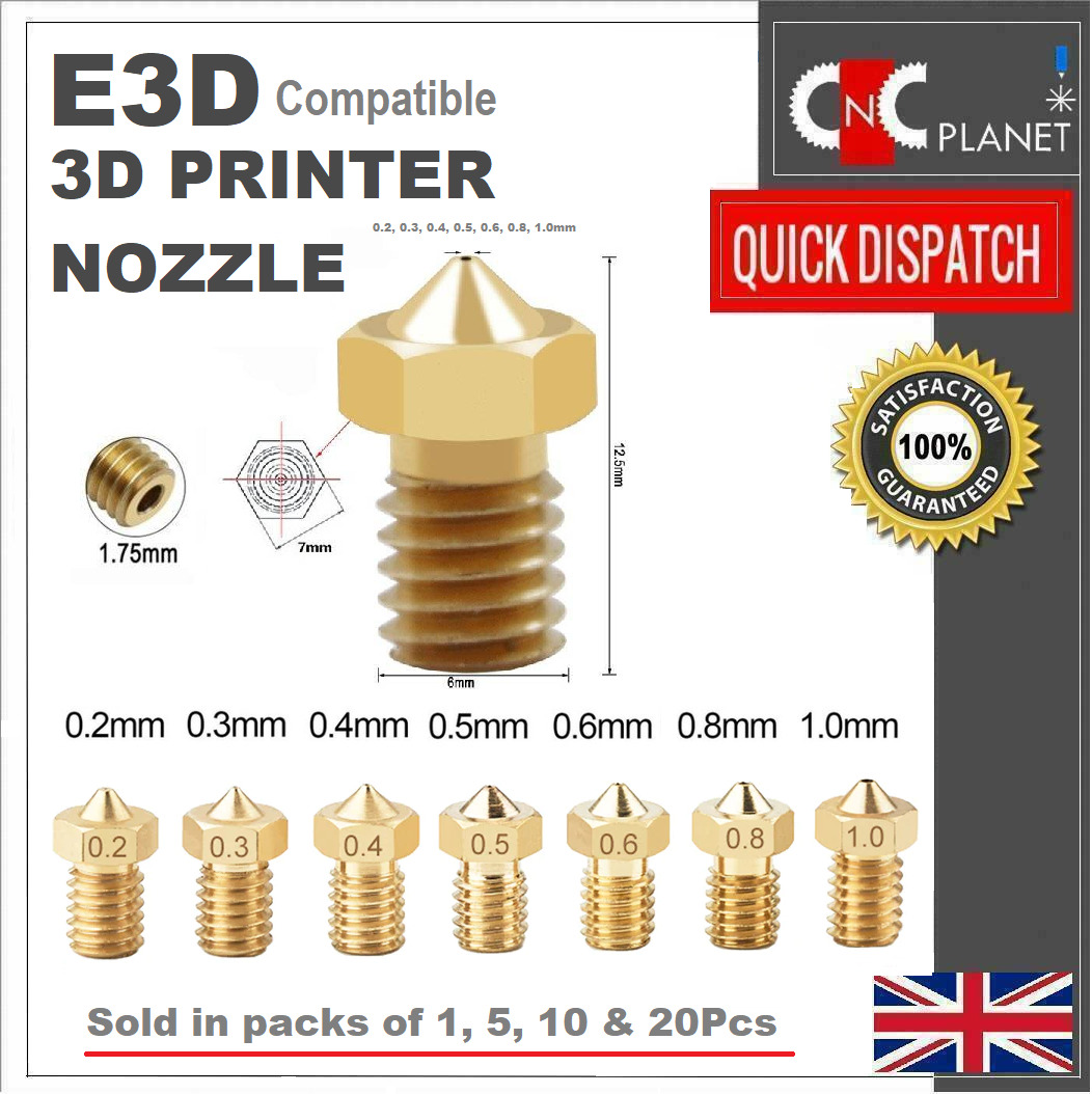 Brass V6 J-Head Nozzle for 3D Printer