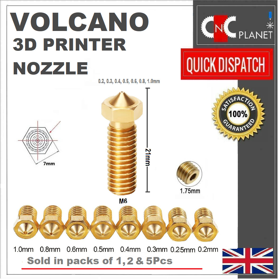 Volcano Brass Nozzle Kit for 3D Printers