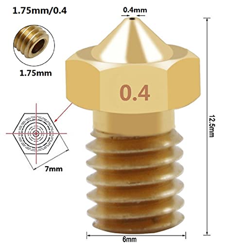 Flsun 10-pc M6 Copper Nozzle for 3D Printer