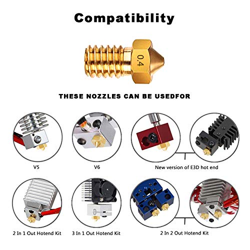 0.4mm Brass Nozzle for 3D Printers - 20PCS