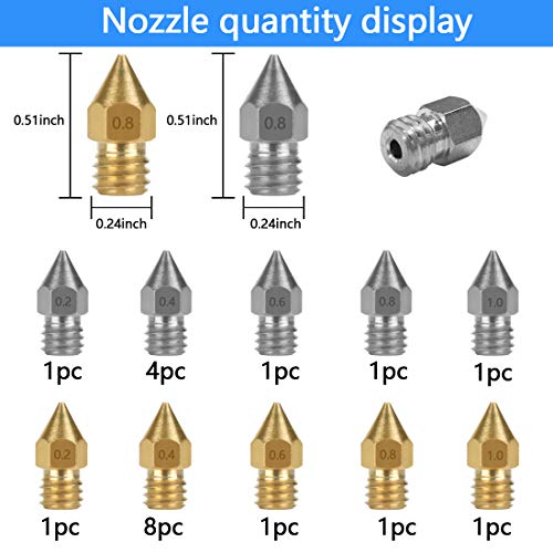 20-Piece MK8 Nozzle Kit for 3D Printers
