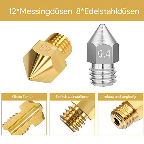 20pcs 3D Printer Nozzle Kit with Cleaner Tool