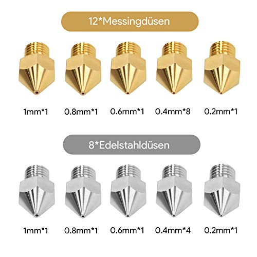 20pcs 3D Printer Nozzle Kit with Cleaner Tool