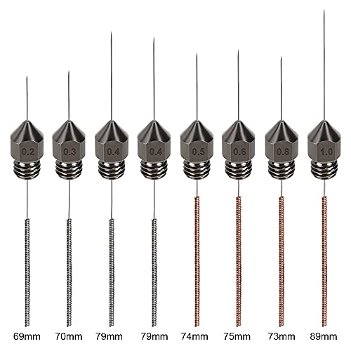 8pc Hardened Steel 3D Printer Nozzles & Cleaning Needles