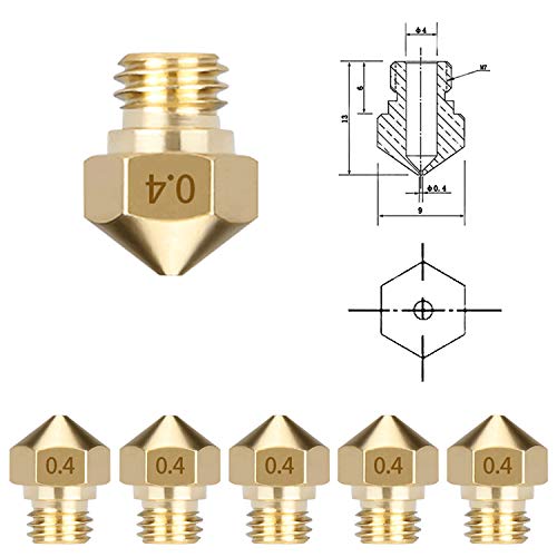 20-Pack Brass 0.4mm MK10 Nozzles for 3D Printers