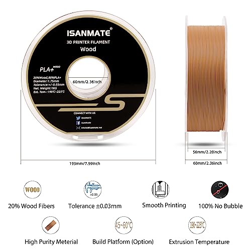 Wooden Yellow 3D Printer Filament - 1kg Spool