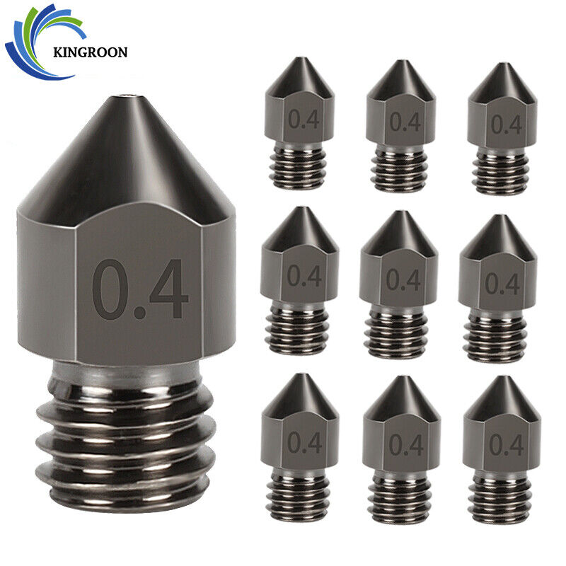 10 Pack MK8 0.4mm Steel Nozzles for 3D Printers
