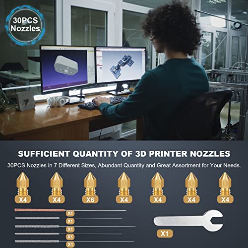 30 Brass 3D Printer Nozzles for MK8 & Ender 3