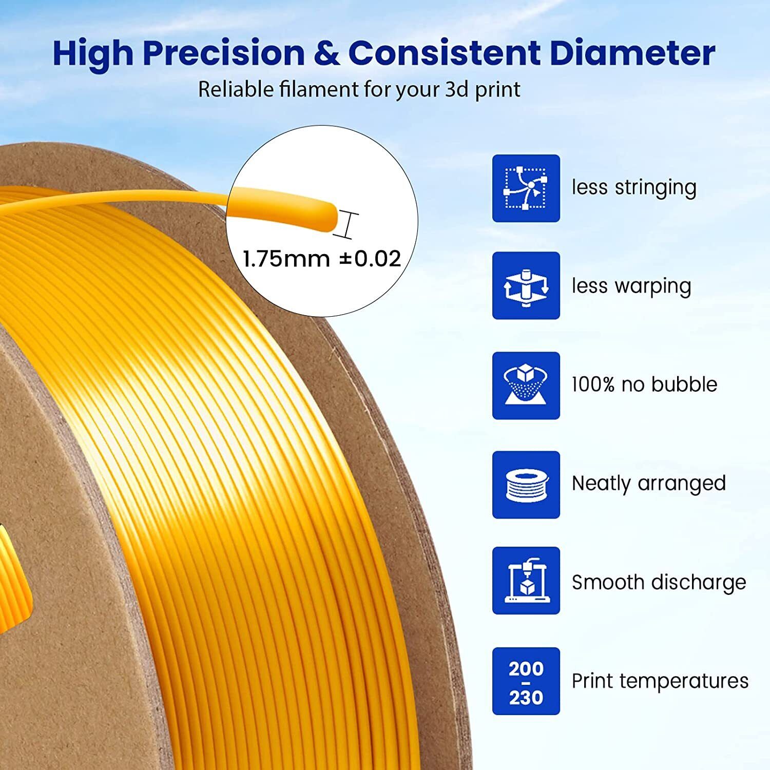 Gold Silk PLA 3D Printer Filament 1KG