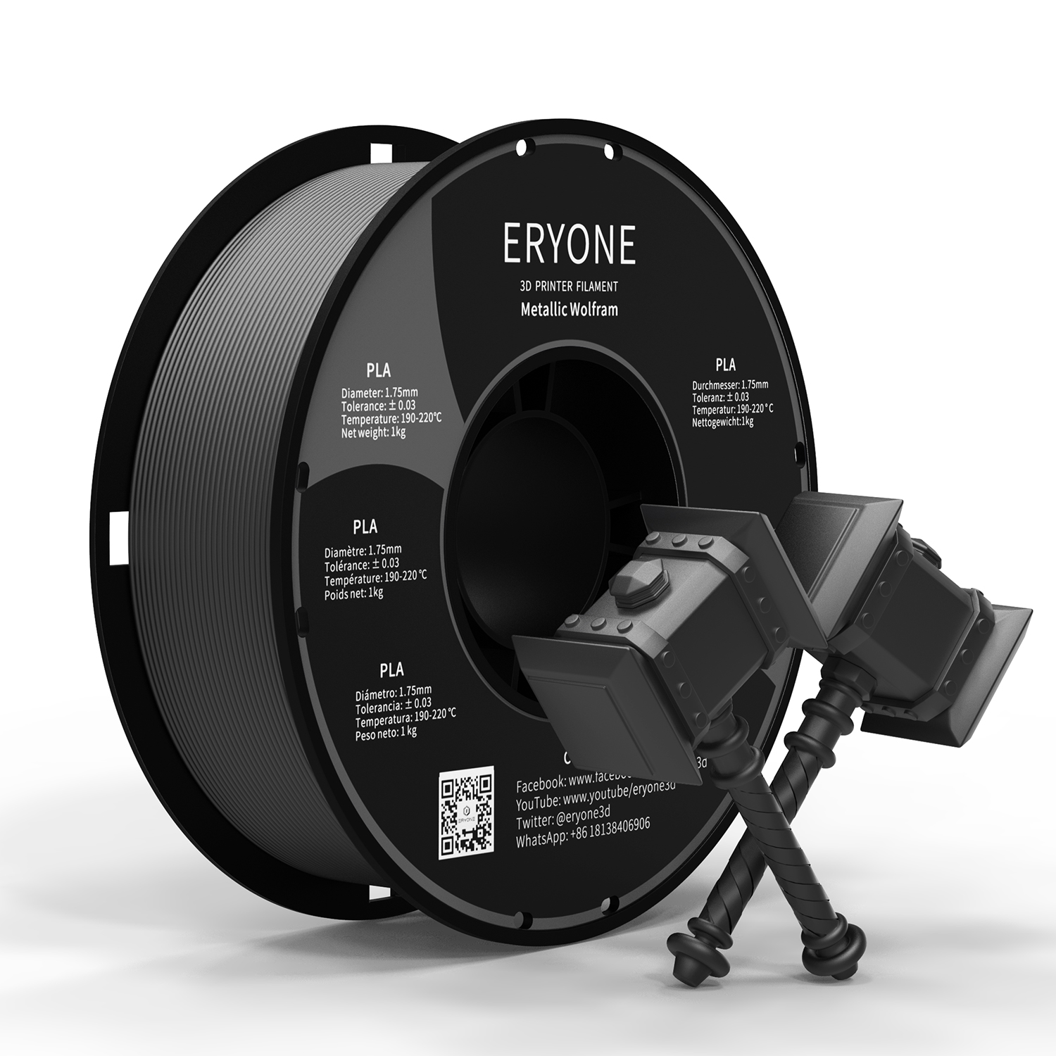 Eryone Metallic Series PLA 3D Printing Filament Wolfram