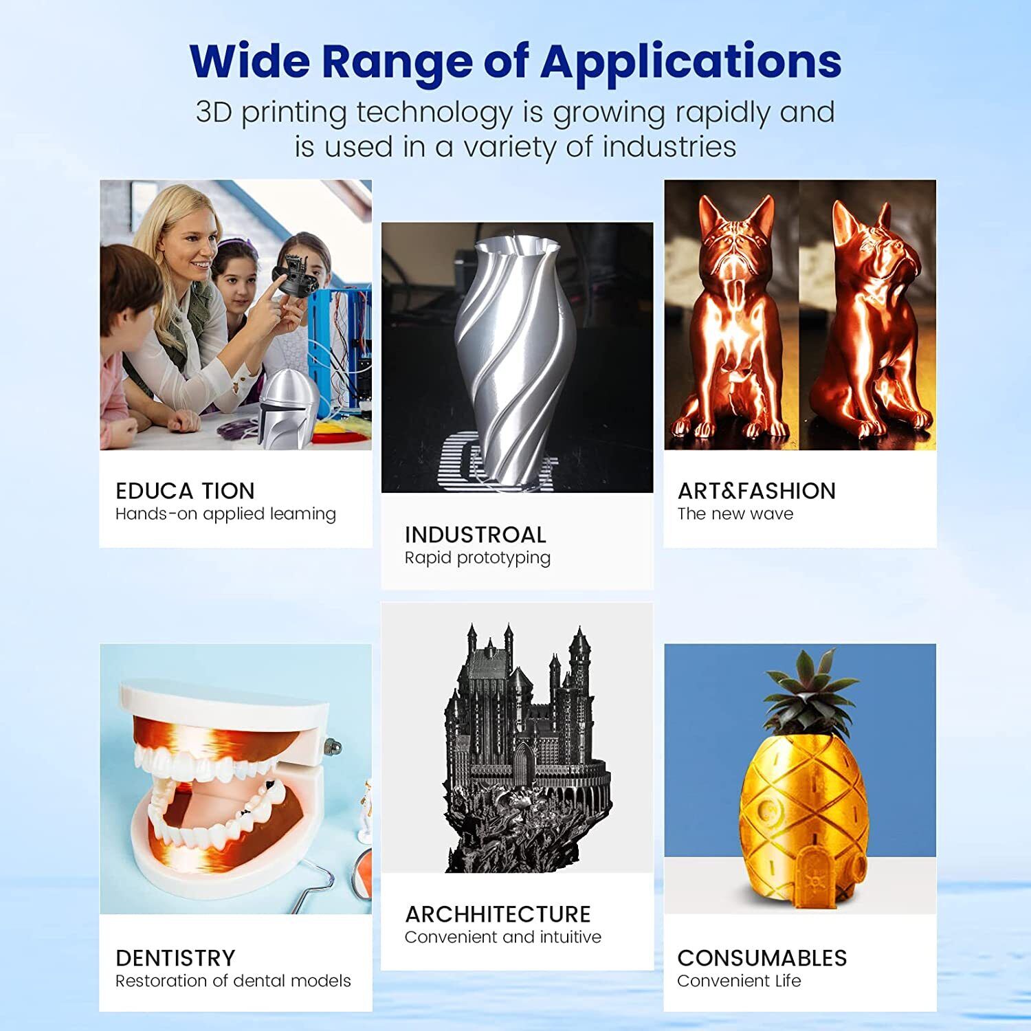 Gold Silk PLA 3D Printer Filament 1KG