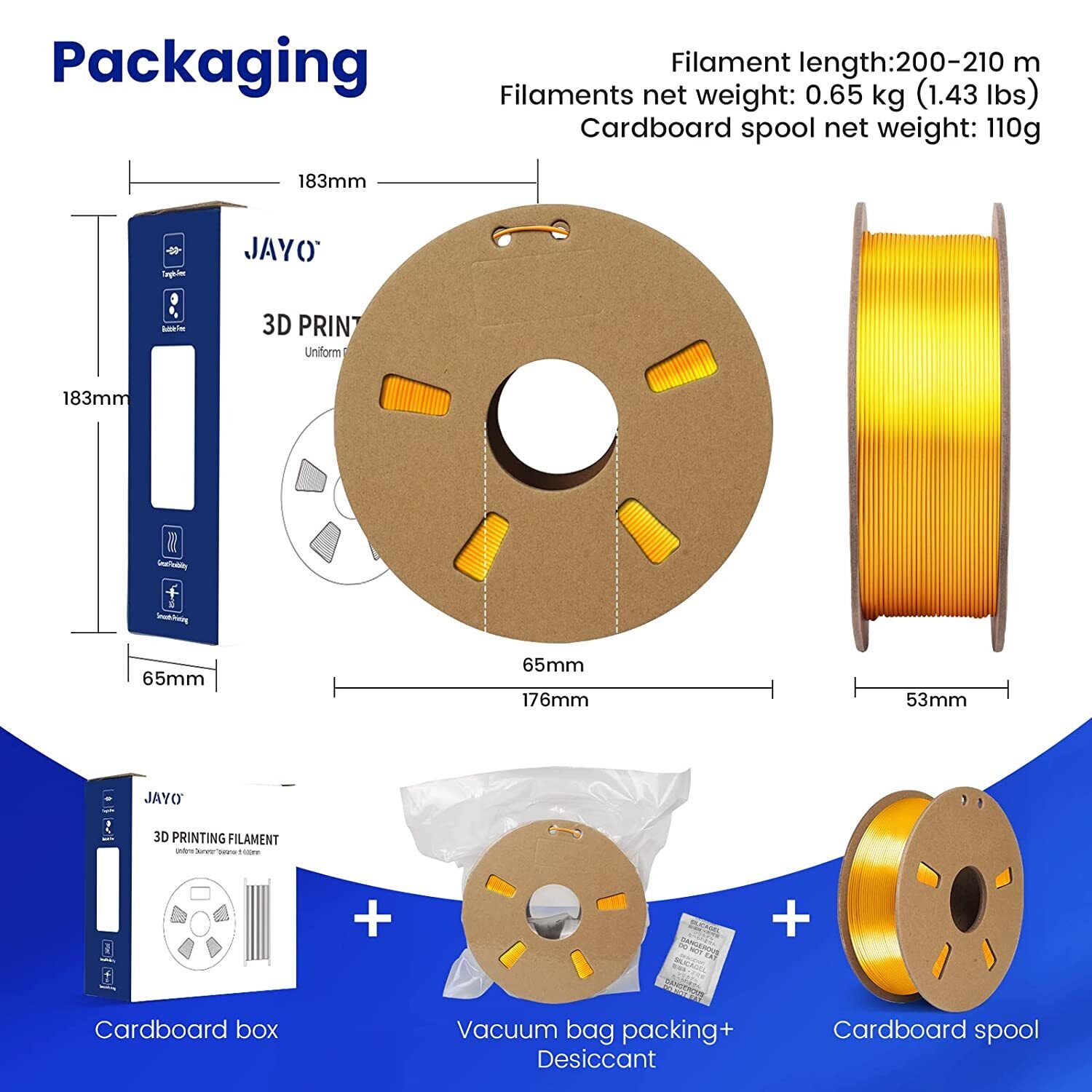 Gold Silk PLA 3D Printer Filament 1KG