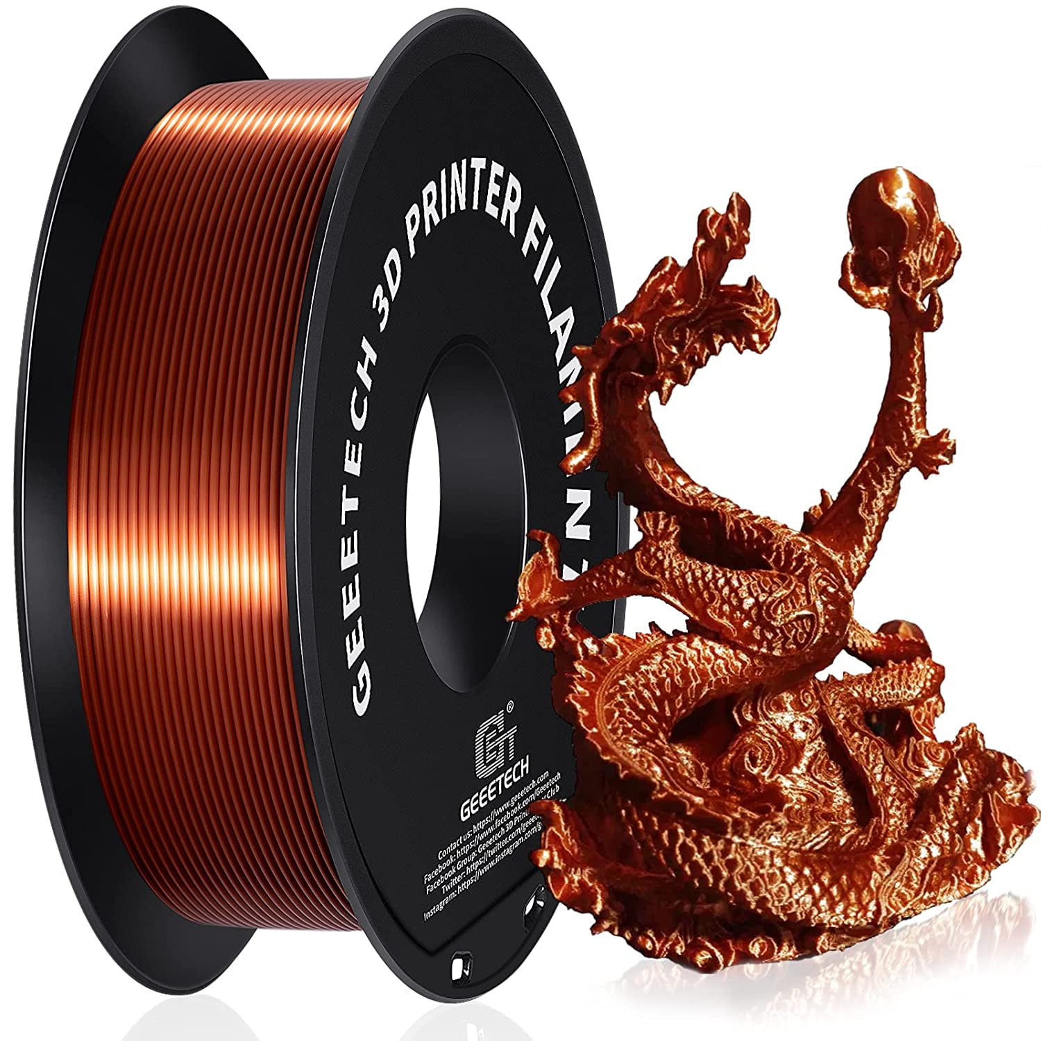 Metallic Copper Silk PLA 3D Printer Filament