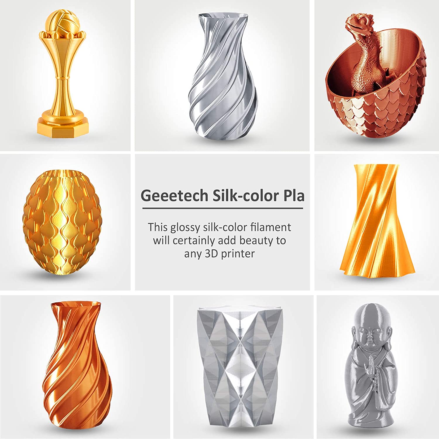 Metallic Copper Silk PLA 3D Printer Filament