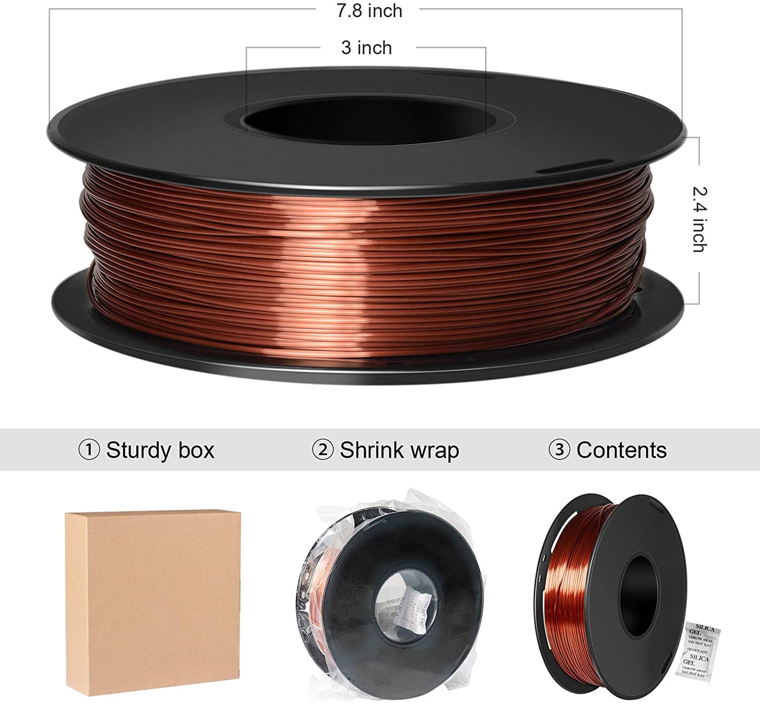 Metallic Copper Silk PLA 3D Printer Filament