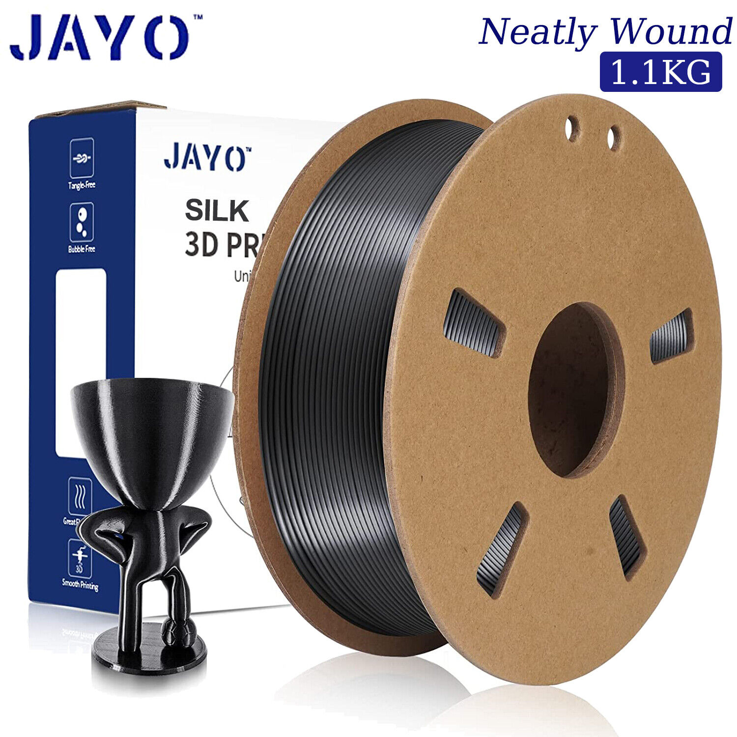 JAYO Silk PLA+ 3D Printer Filament - Shiny Metal