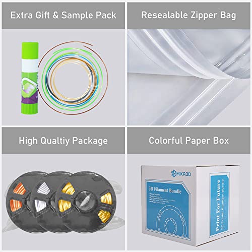 Silk Gold Silver Copper PLA Filament Bundle