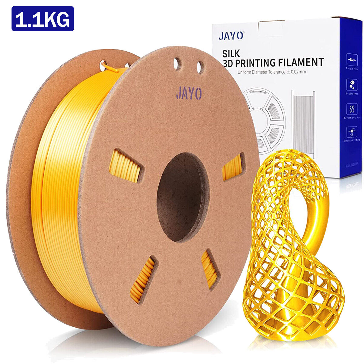 Gold Silk PLA+ 3D Printer Filament 1KG 1.75mm
