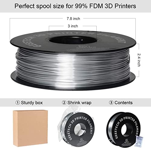 GEEETECH Silk PLA 3D Printer Filament - Silver