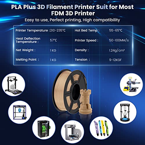 SUNLU PLA+ 3D Printer Filament - Wood Finish