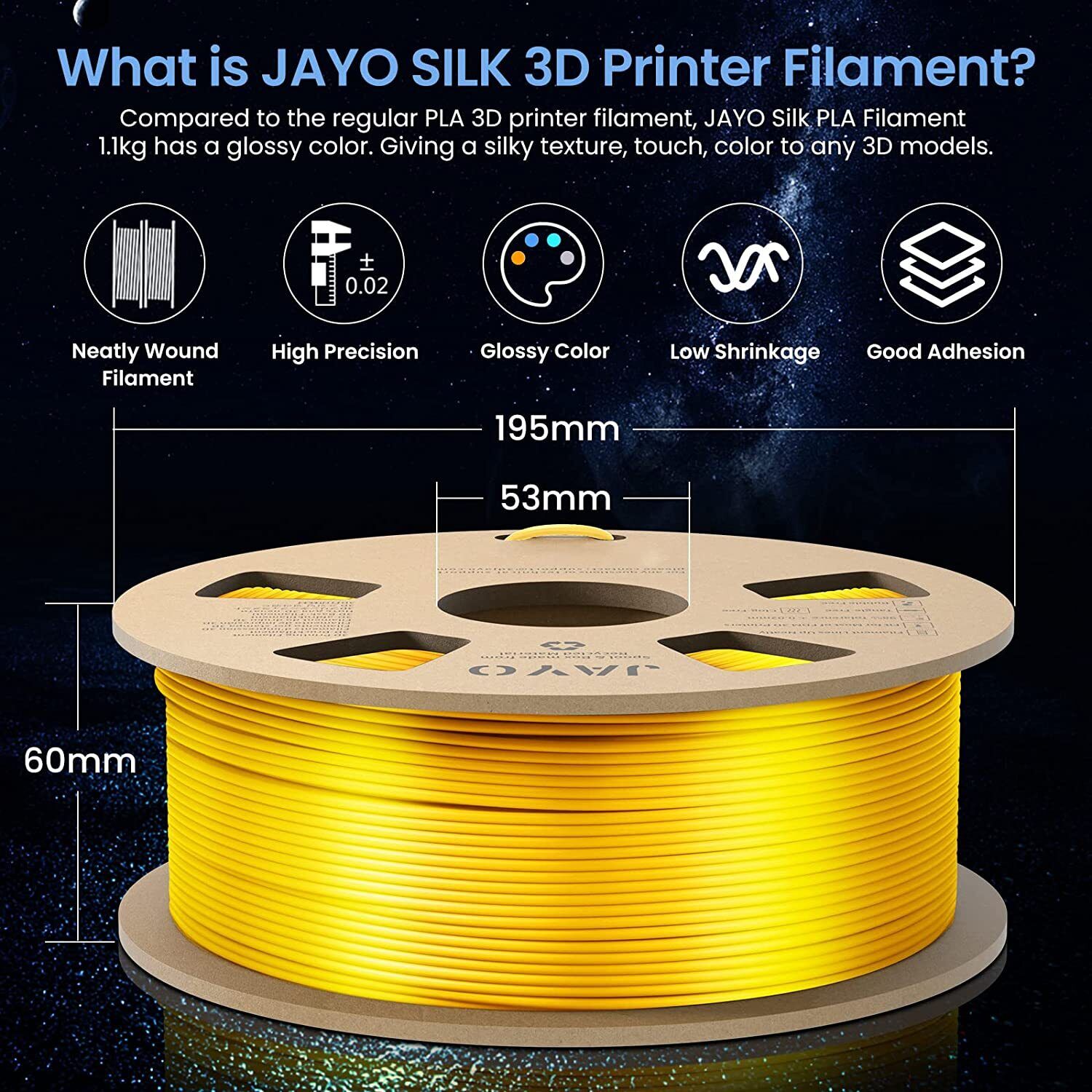 Gold Silk PLA+ 3D Printer Filament 1KG 1.75mm