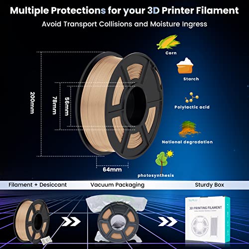SUNLU PLA+ 3D Printer Filament - Wood Finish