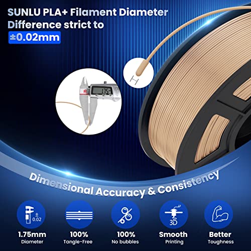 SUNLU PLA+ 3D Printer Filament - Wood Finish