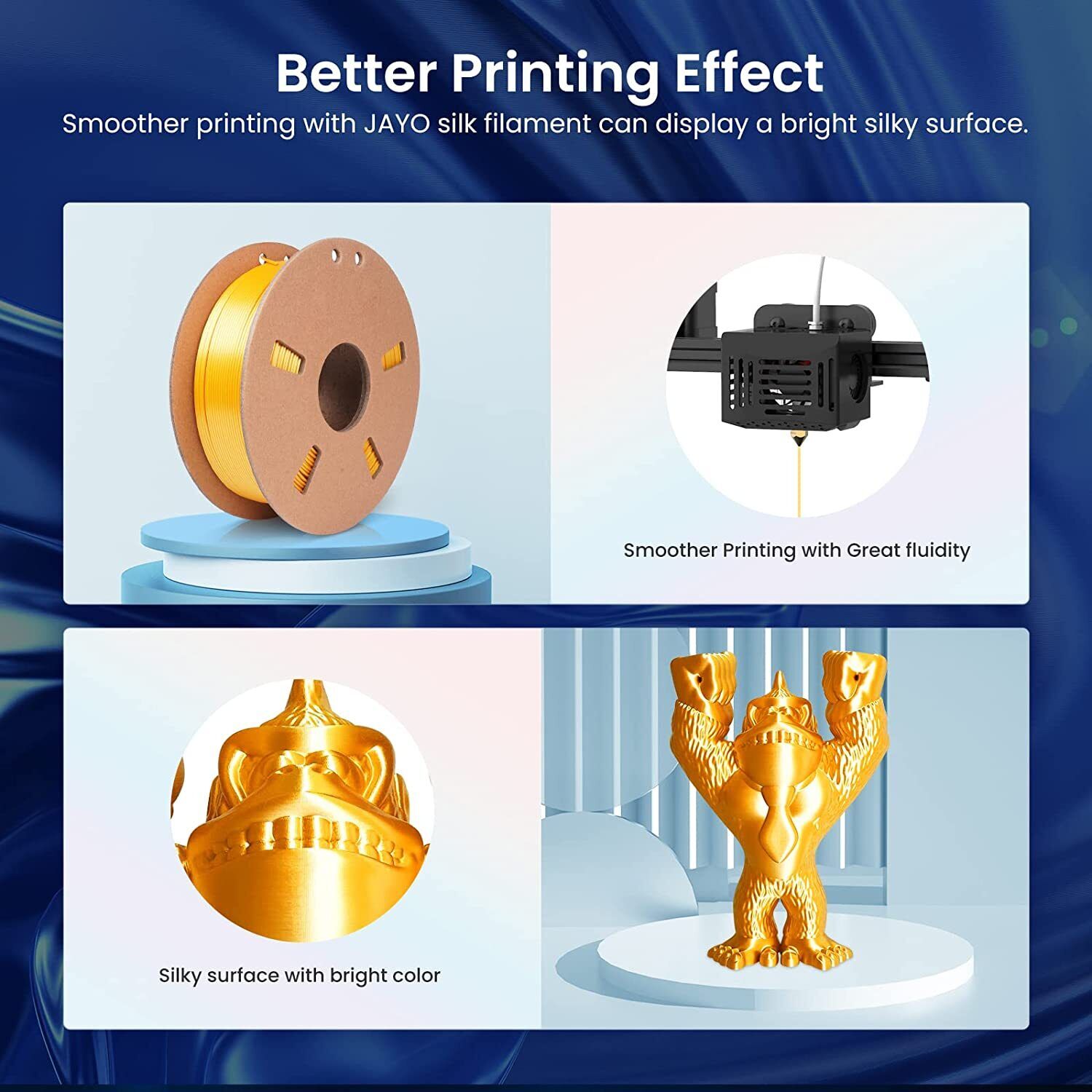 Gold Silk PLA+ 3D Printer Filament 1KG 1.75mm