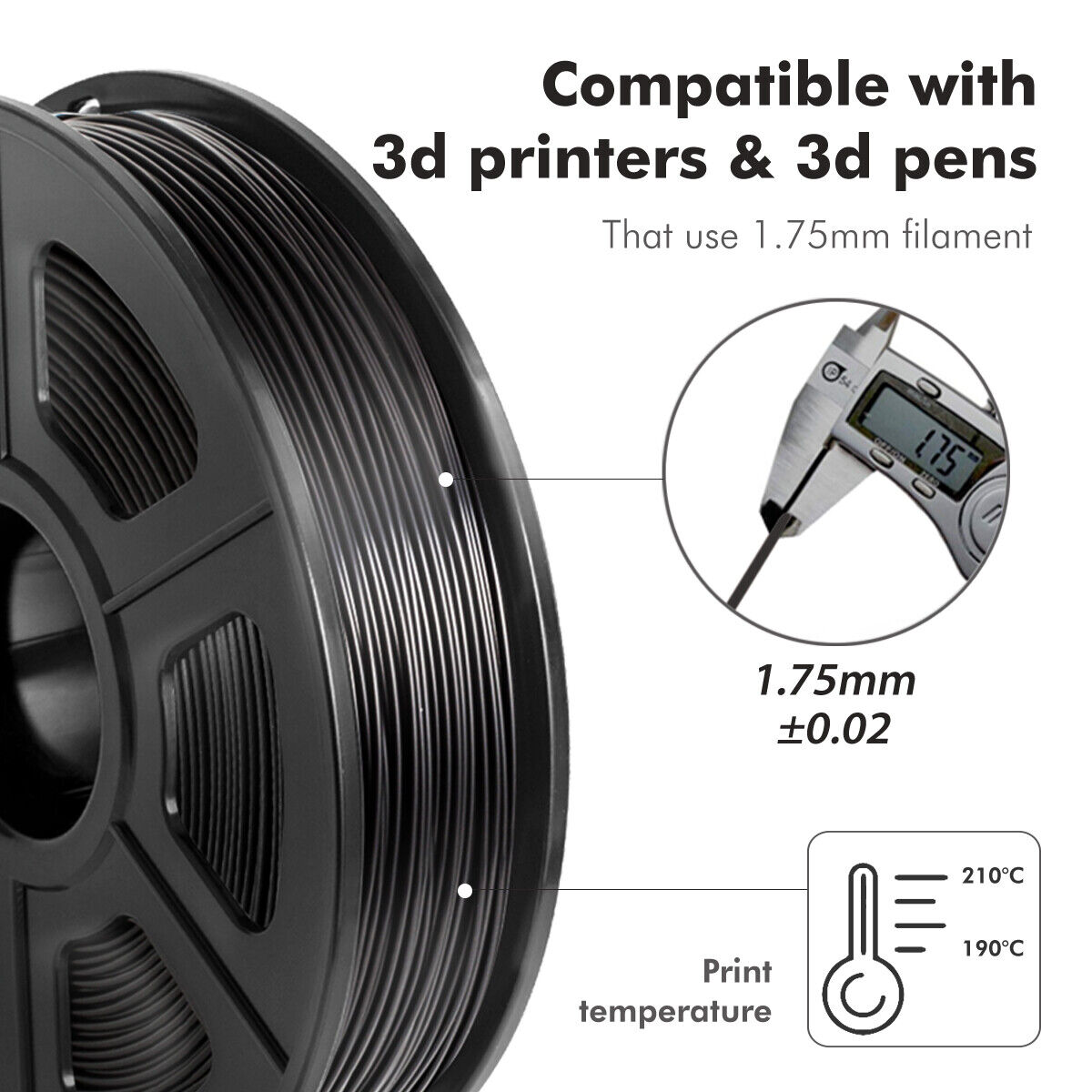 AW TPU 3D Printer Filament - Black