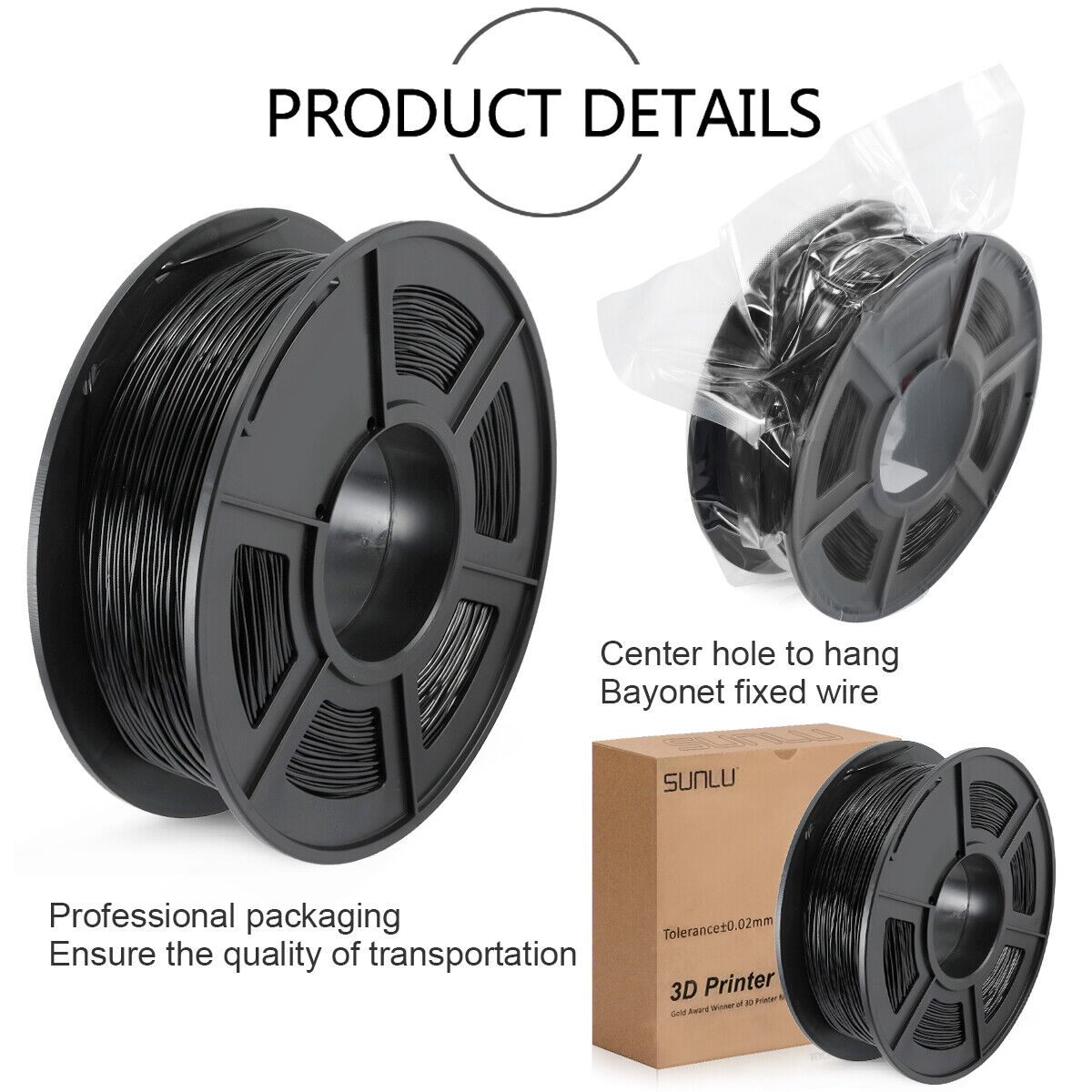 AW TPU 3D Printer Filament - Black