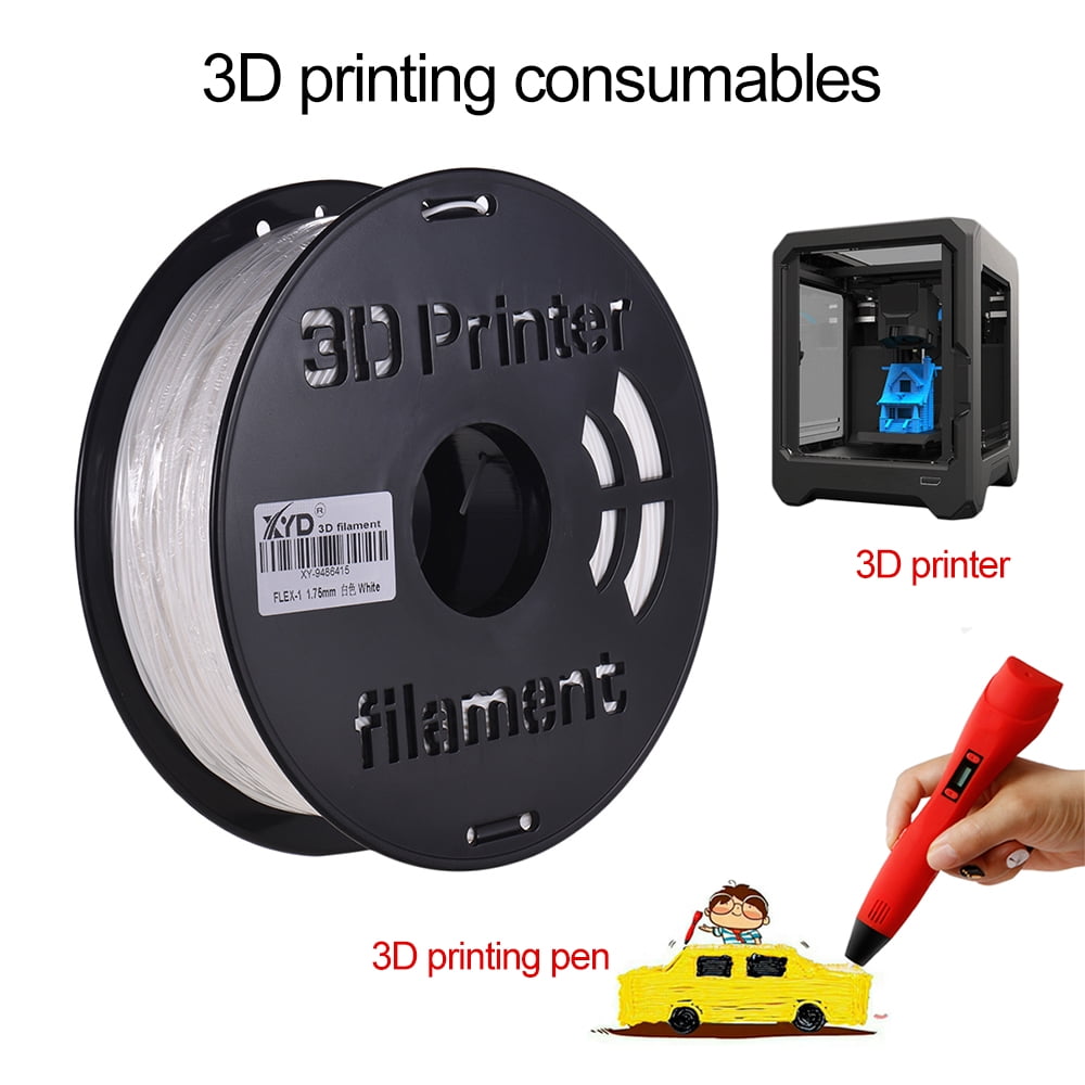 Meterk 1KG/ Spool 1.75mm Flexible TPU Filament Printing Material Supplies White, Black, Transparent for 3D Printer Drawing Pens