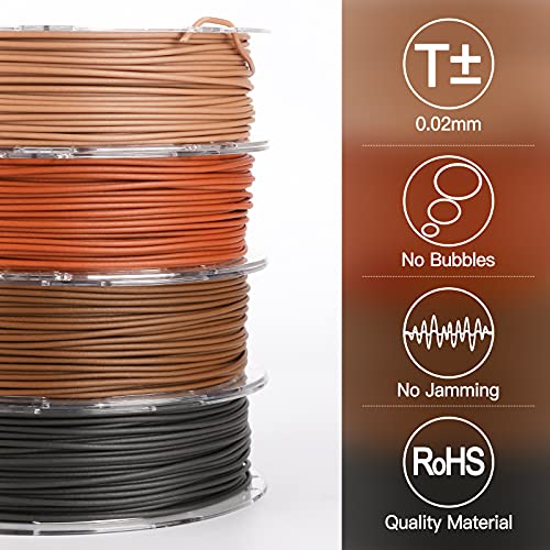 Wooden 3D Printer Filament Bundle, 4 Colors
