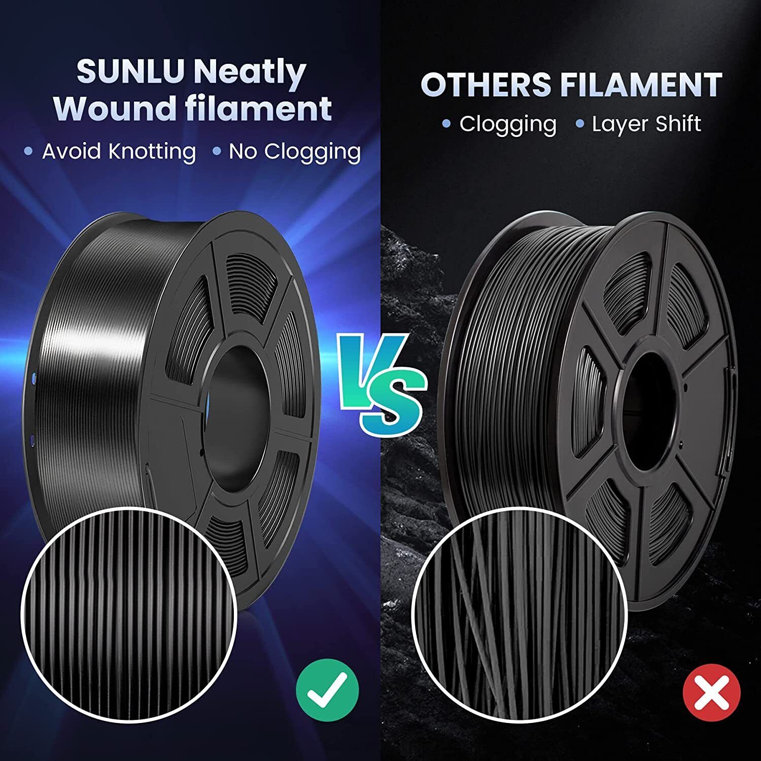 Shiny Black Silk PLA+ Filament - 1KG