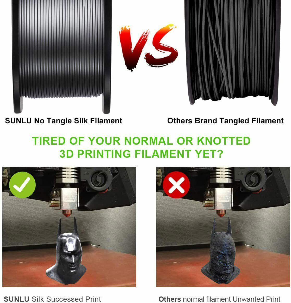 Shiny Black Silk PLA+ Filament - 1KG